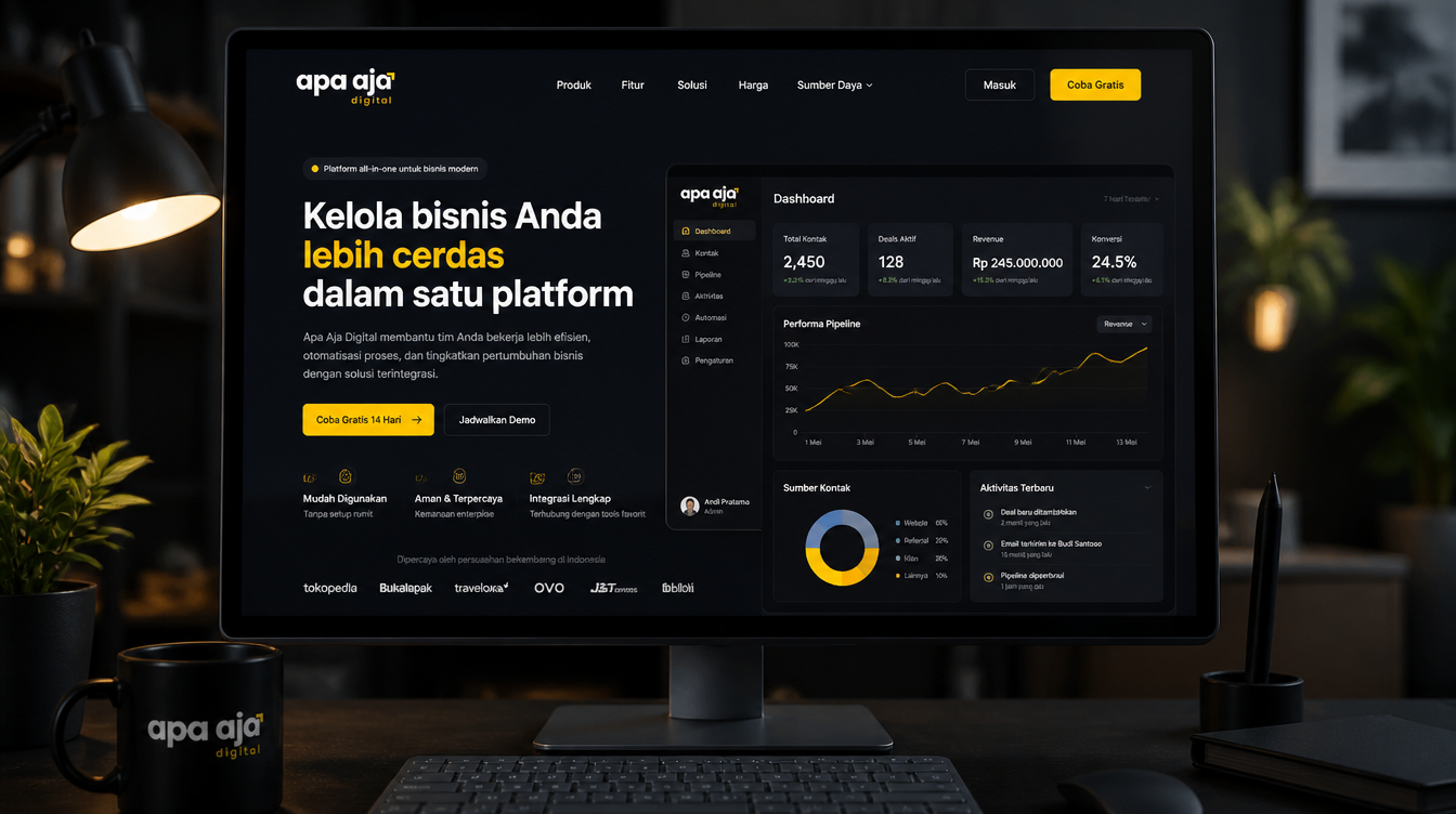 Mockup website B2B SaaS Jakarta